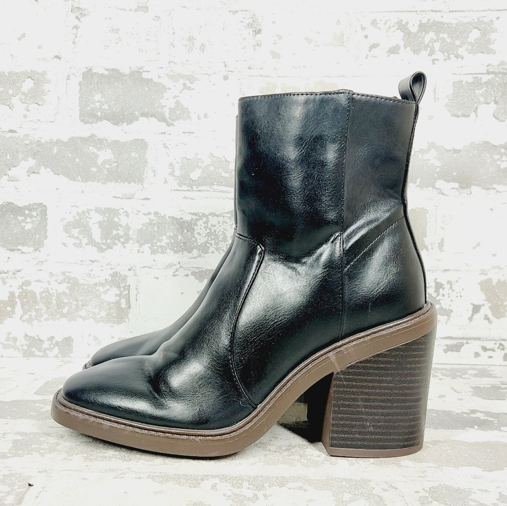 NEW Kensie Klinton Black Block Heel Side Zip Ankle Boots F44